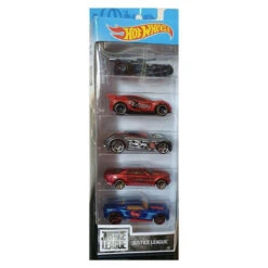 DC Hot Wheels -5-Pack Justice League Batmobile, Cyborg, Wonder Woman, Flash & Superman Die Cast Cars