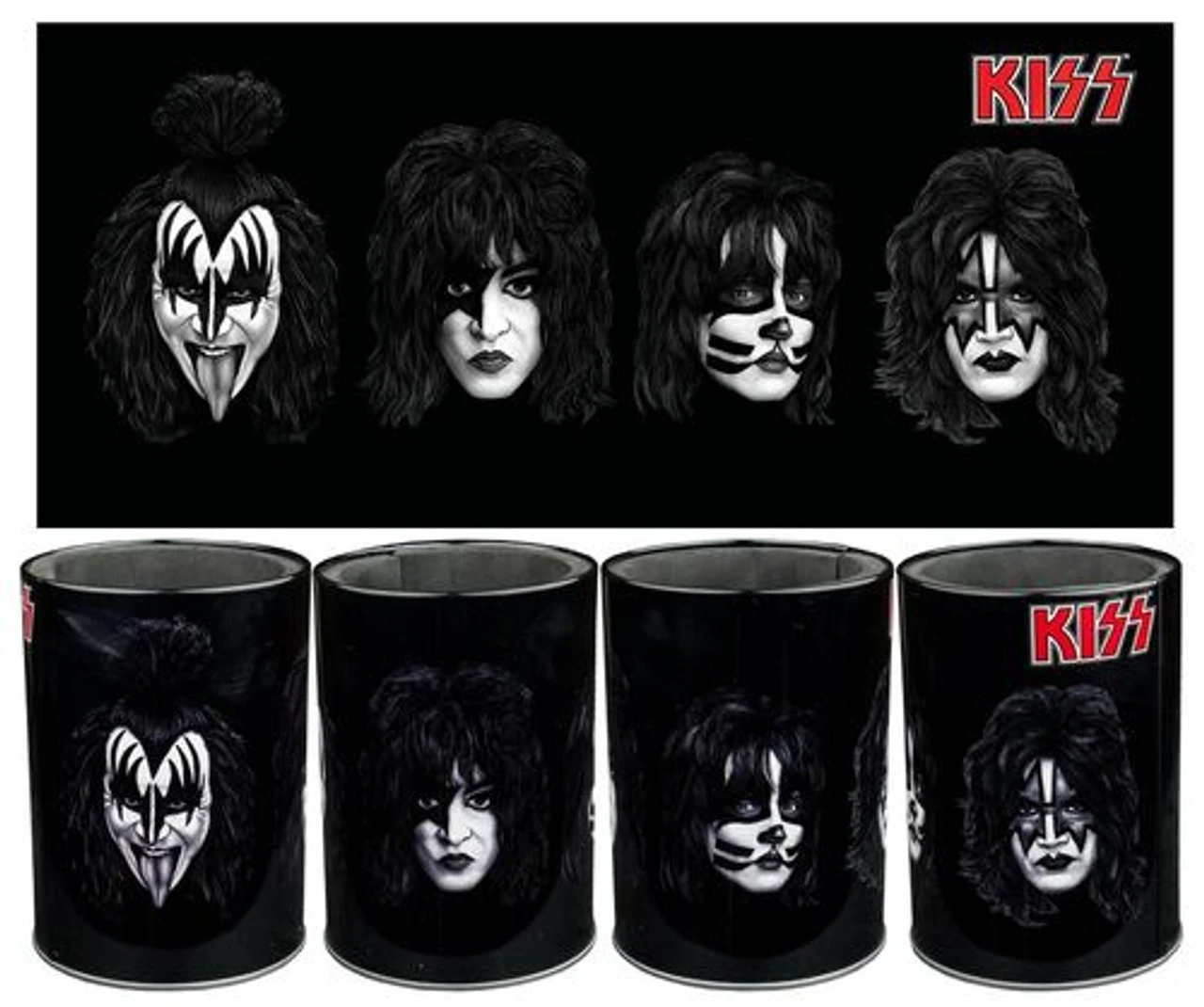 KISS - Band Faces Metal Can Cooler