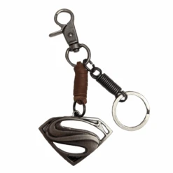 DC Superman - Rustic Metal And Leather Keyring