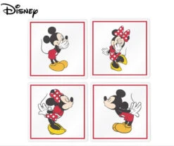 Disney - Mickey & Minnie Set Of 4 Glass Drink Coasters